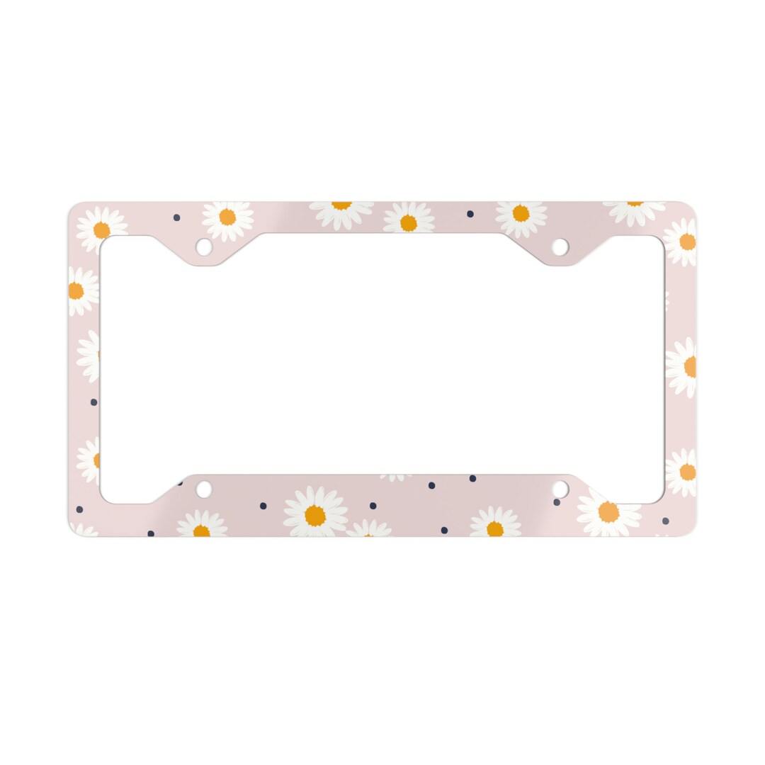 Daisy License Plate Frame Pink With Daisy License Plate Frame Etsy