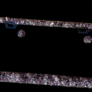 Crystal license plate frame, purple license plate frame, amethyst gift, purple stones, natural stone license plate frame, crystal lover gift