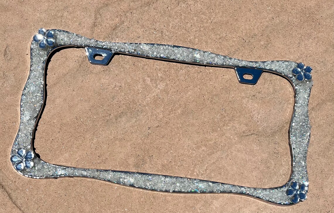 Daisy License Plate Frame Crushed Quartz License Plate Frame Etsy