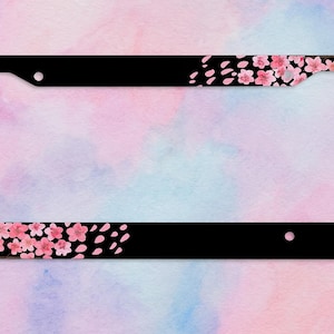 Cherry Blossom License Plate Frame – Black Car Accessory with Pink Sakura Flowers, Spring Floral Car Decor