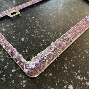 Purple license plate frame bling license plate frame cute amythest purple license plate frame blinged out
