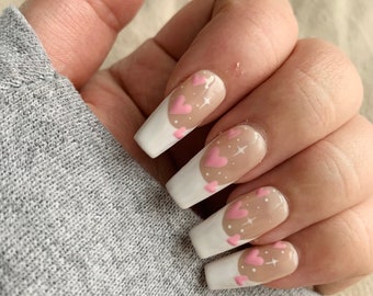 Pink Heart & White French