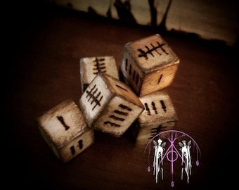 Handmade Witchy Wooden Dice Set – Horror RPG Tabletop D6