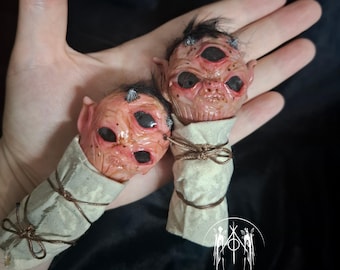 Wrapped Gremlin random pick cute weird polymer clay art. Worm creature figures hand sculpted creepy obscure ooak unique gift idea