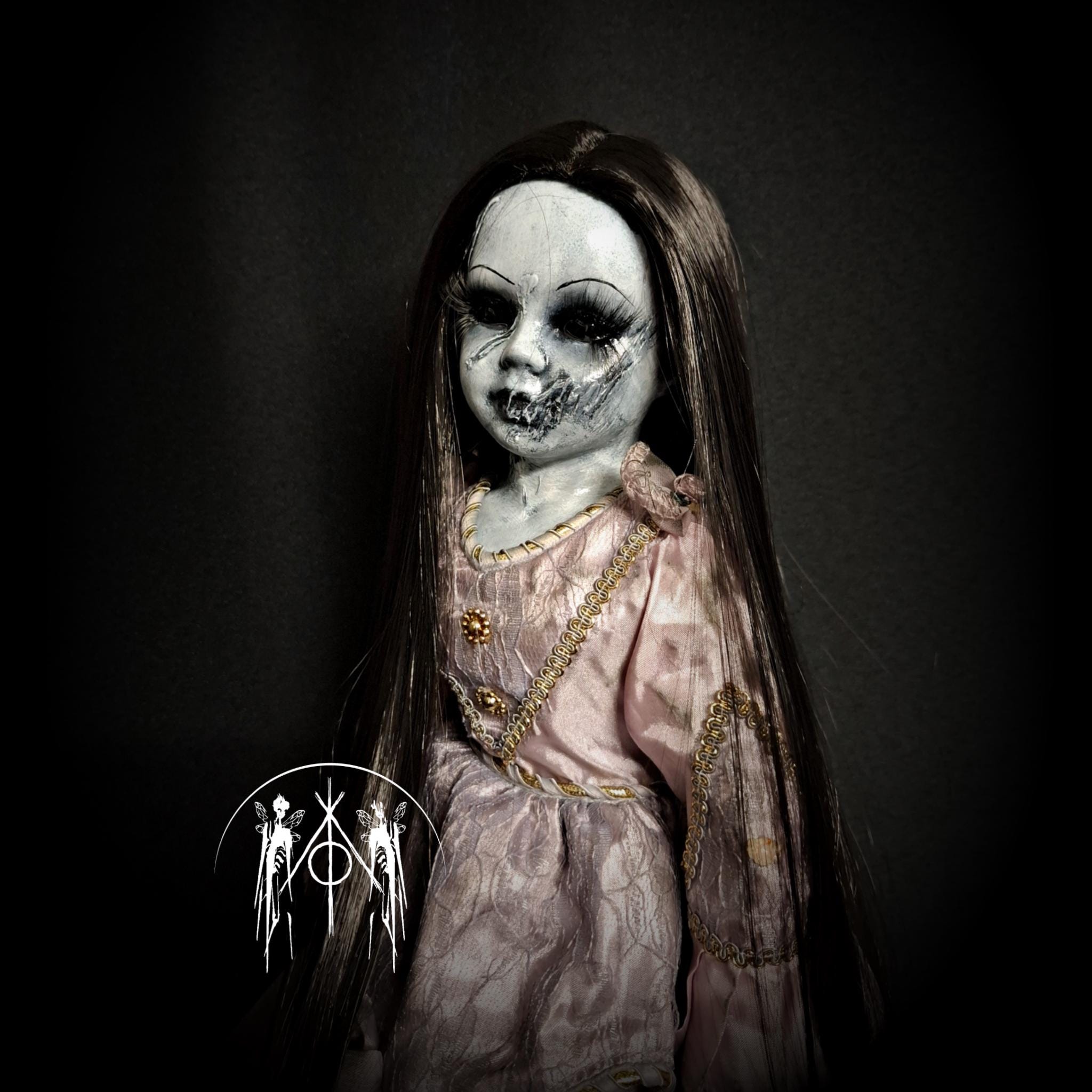Gothic Horror Porcelain Doll Black Hair Ghost Girl Halloween