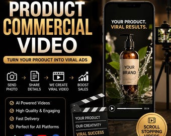 Vídeos comerciales personalizados con IA / Fotos de productos para convertirlos en anuncios virales (TikTok, Etsy, Shopify)
