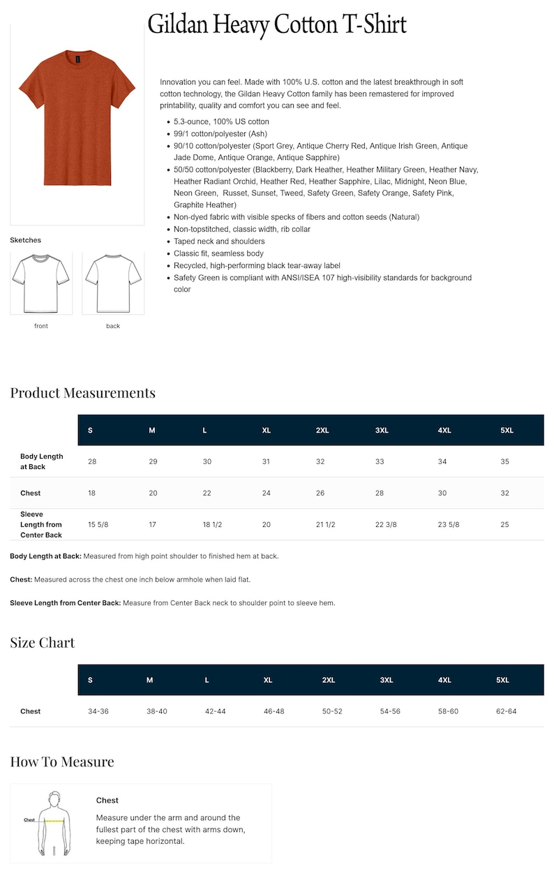 Gildan Heavy Cotton T Shirts, Custom Gildan Tees, Personalized Gildan 5000 Shirt, Blank T-Shirts, Plain Gildan 5000 Shirts