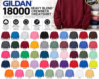 Gildan 18000 Sweatshirt, Customizable Sweatshirt, Blank Sweatshirt, Plain Crewneck Sweatshirt for DTG, HTV, Screen Printing & Embroidery
