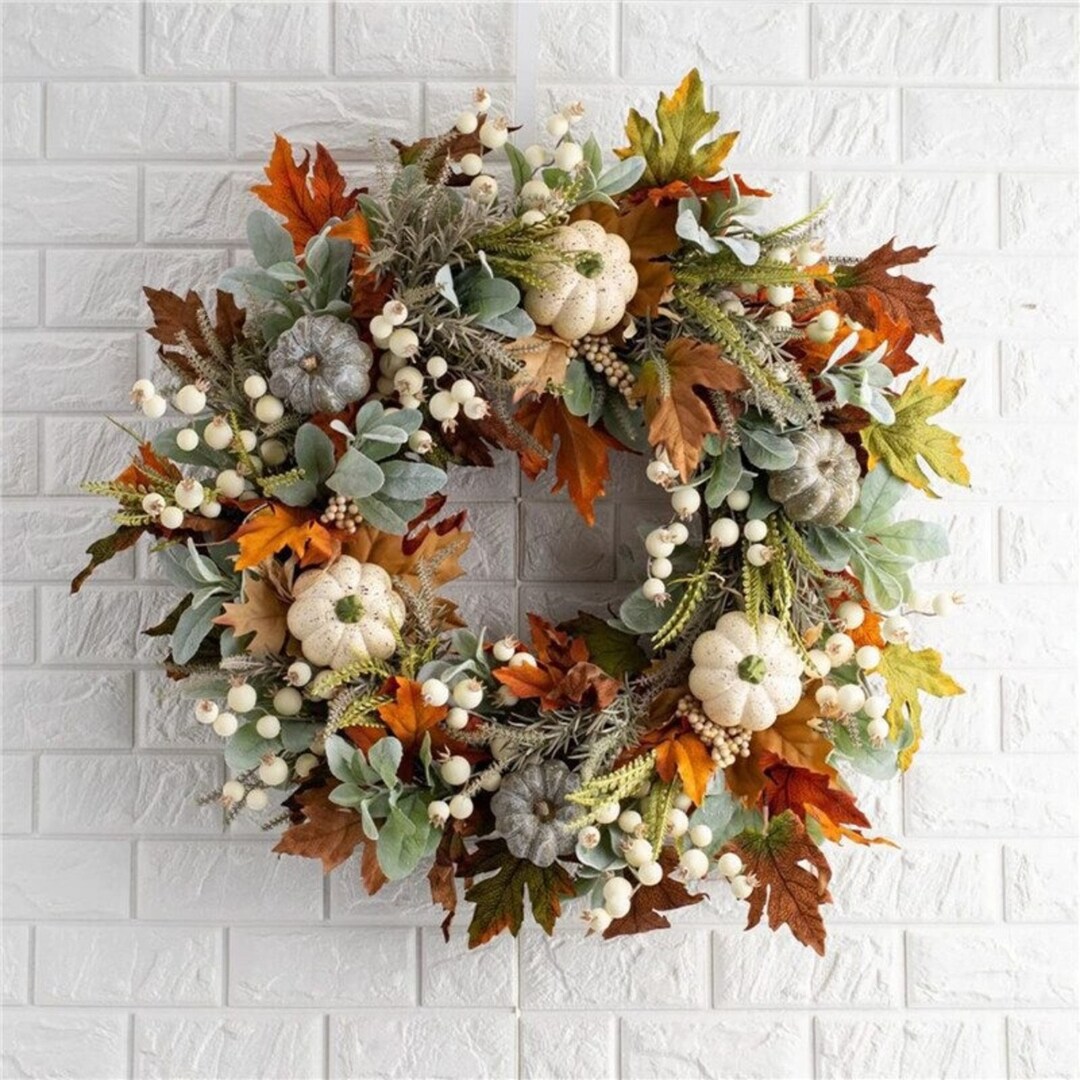 45cm Autumn Fall Pumpkin Wreath Autumn Pumpkin Garland Etsy UK