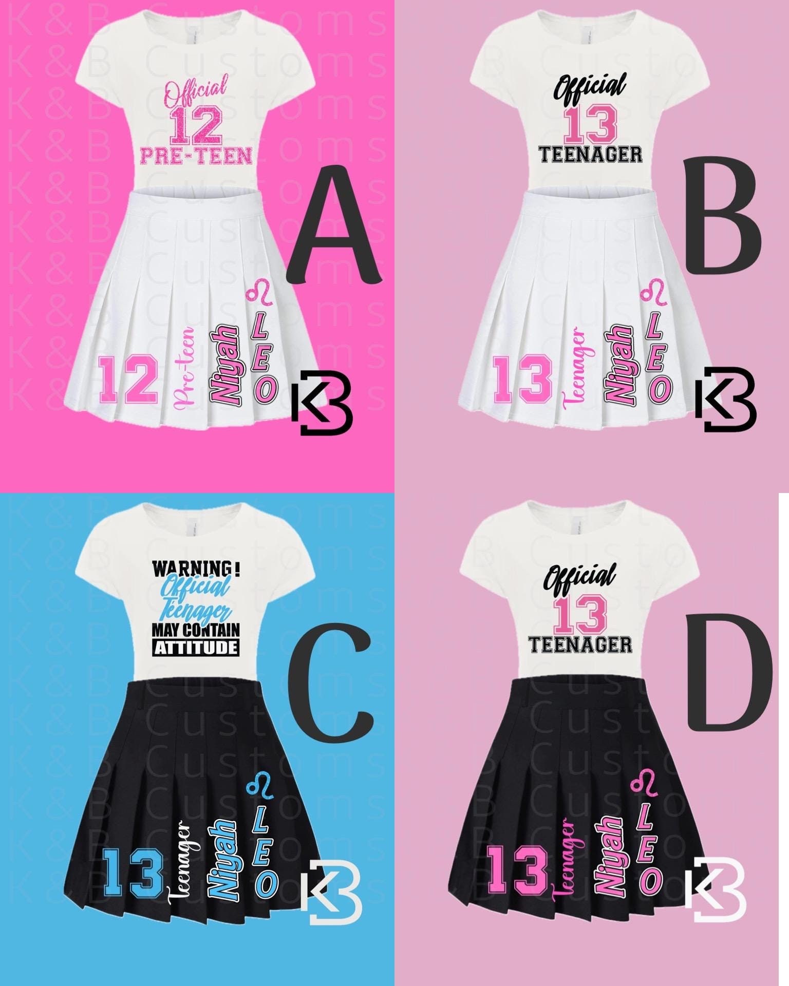 Pleated Skirt, Girls skirt set, Birthday Outfit, Custom skirt, Custom Tshirt