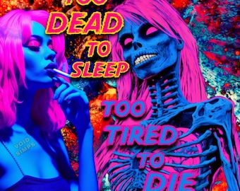 Pegatina de vinilo cansada muerta