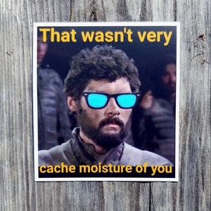 May include: A meme image with a man wearing blue sunglasses and a beard. The text says "That wasn't very cache moisture of you".