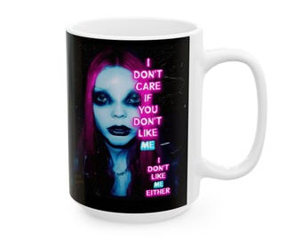 Taza de cerámica "No me gustas" (15 oz)