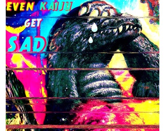 Pegatina de vinilo triste Kaiju
