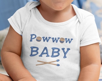 Powwow Baby Embroidered Baby Onesie™ 12-18 Month Gray or White for Boy or Girl Creeper Snapsuit Jumper One-Piece