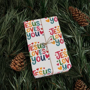 Jesus Loves You Wrapping Paper, Christian Gift Wrap Paper, Faith Gift Wrap, Religious Wrapping Paper, Church Gift Wrap, Christian Gift Paper image 4