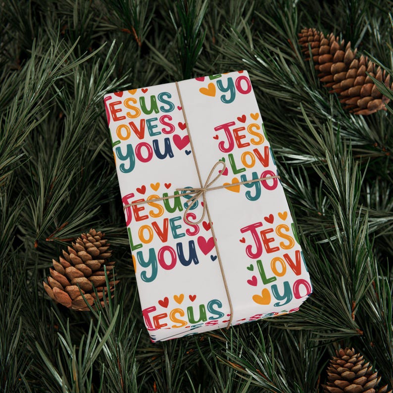 Jesus Loves You Wrapping Paper, Christian Gift Wrap Paper, Faith Gift Wrap, Religious Wrapping Paper, Church Gift Wrap, Christian Gift Paper image 4