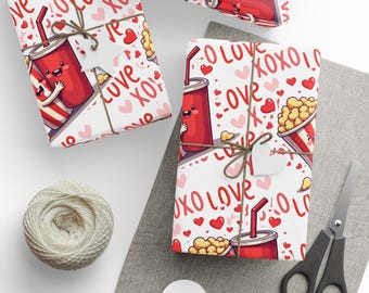 Love Wrapping Paper for Couples, Romantic Gift Wrap, Dating Couple Gift Wrap, Engagement Gift Wrap Paper, Love XOXO Wrapping Paper