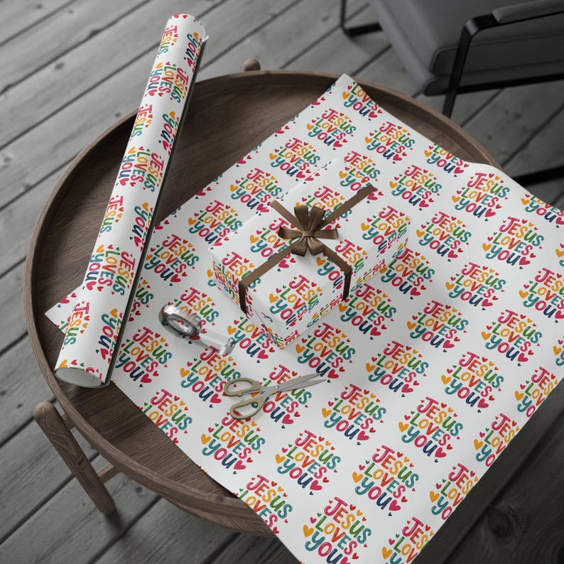 Jesus Loves You Wrapping Paper, Christian Gift Wrap Paper, Faith Gift Wrap, Religious Wrapping Paper, Church Gift Wrap, Christian Gift Paper image 5