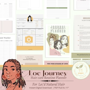 Loc’d hair Care Planner journal for Healthy Hair | Natural Loc’s Hair Planner & Workbook Journal | Natural Hair Routine Regimen Bundle