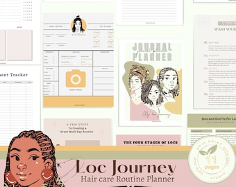 Loc’d hair Care Planner journal for Healthy Hair | Natural Loc’s Hair Planner & Workbook Journal | Natural Hair Routine Regimen Bundle