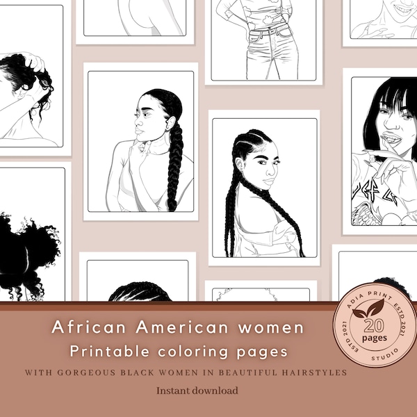 20 Printable Black Woman Coloring Pages | Beautiful Hairstyles Coloring | African American Woman Coloring Sheets | Coloring Printable