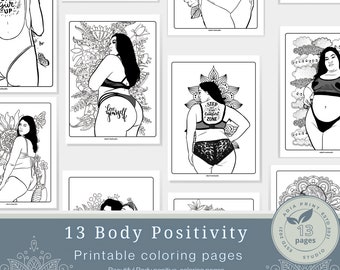 13 Body Positive Coloring Pages for all Body Types | Positive Affirmations Activity | printable Download PDF Coloring Sheets