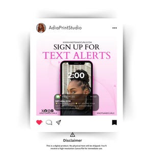 Sign up for Text Alert Premade Editable Canva Flyer Template, Text ...