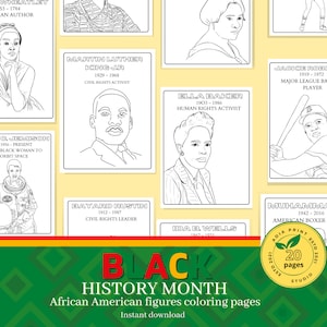 Black History Month Coloring Pages| Historical Black Figures| Black History Printable|  African American heroes | Coloring Pages for Kids