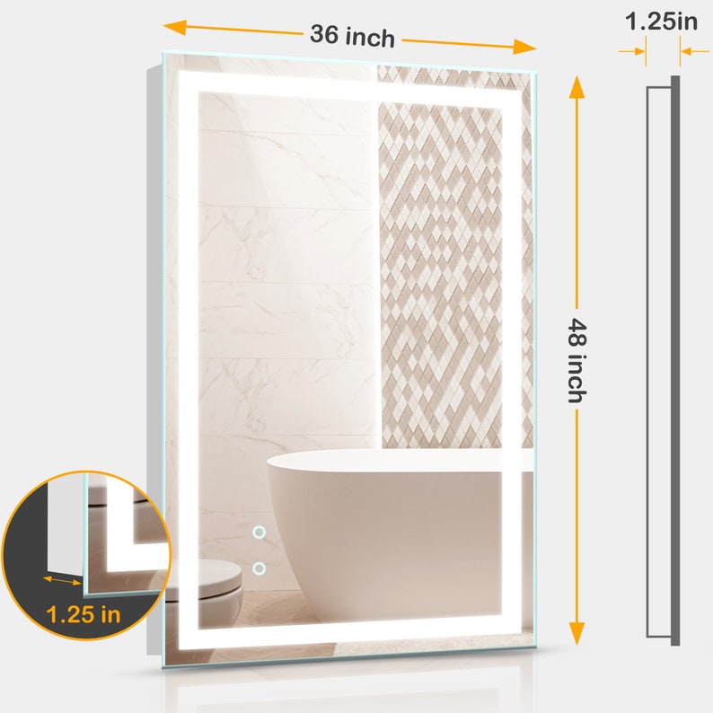 Bathroom LED Mirror Horizontal & Vertical Bathroom Mirror Etsy