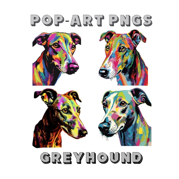 Playful Pop Art Greyhound PNG Digital Download, Dog Lover Gift, Greyhound clipart, dog png, greyhound sticker, decal, sublimation, dog breed