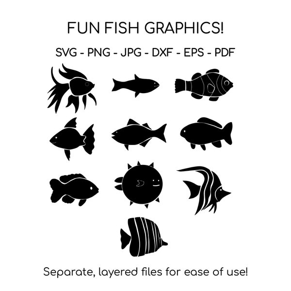 Tropical fish svg, fish cut file, fish clip art, dxf file, svg files for cricut, clip art, commercial use, digital download