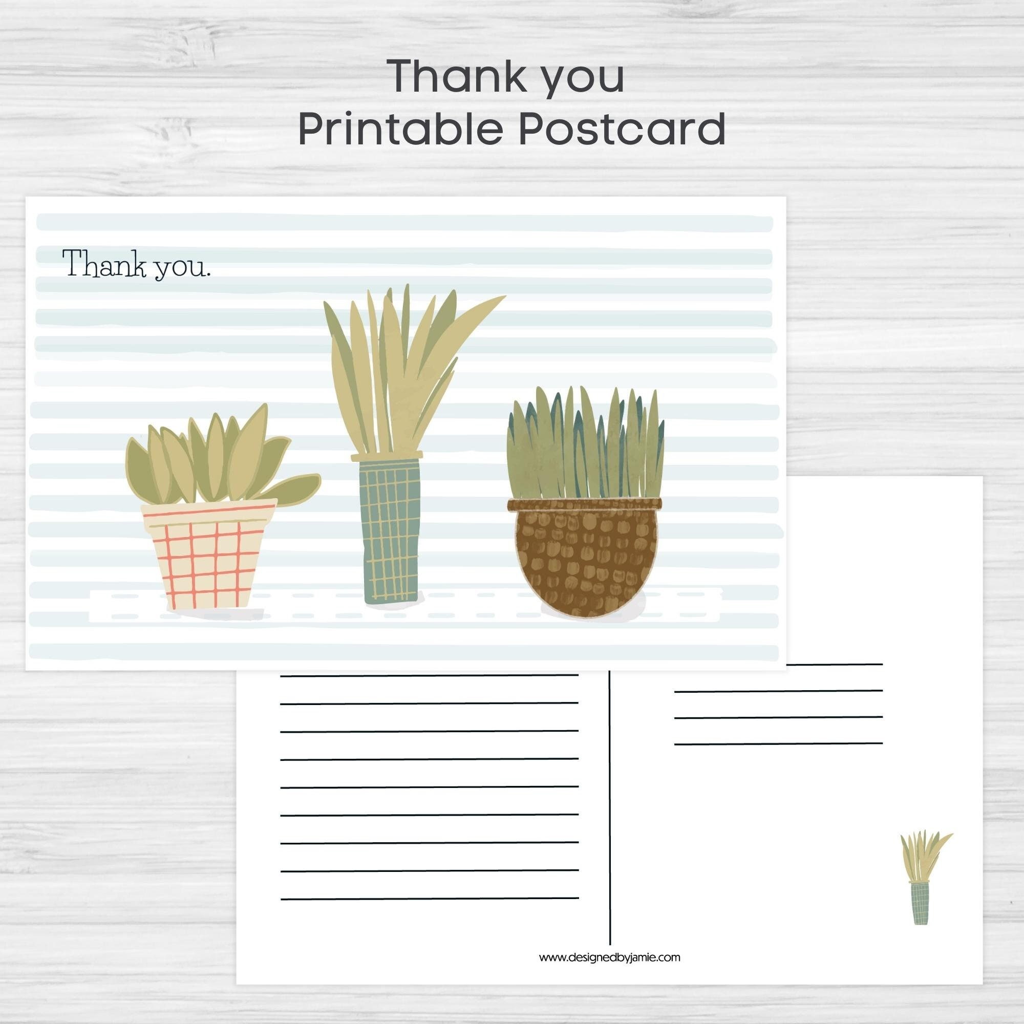 Thank You Card, Printable Digital Postcard PDF - Etsy