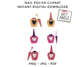 Nail Polish Clip Art, Makeup Clipart, Nail Polish SVG, Nail Polish PNG, Beauty Clipart, Spa Clipart, Makeup SVG