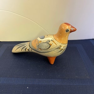 Tonala Pottery Bird Mexican Folk Art Vintage Long Tailed Bird