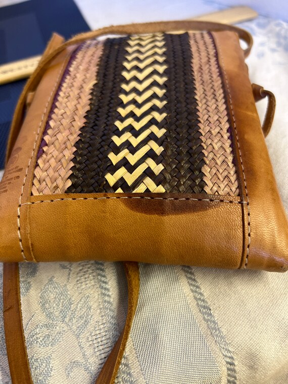 Handmade Leather & Woven Fibers Crossbody Bag Han… - image 10