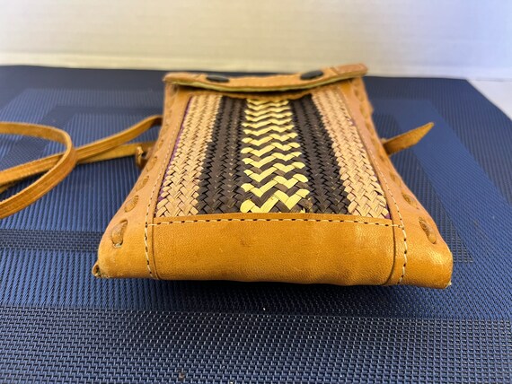 Handmade Leather & Woven Fibers Crossbody Bag Han… - image 6