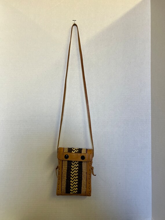 Handmade Leather & Woven Fibers Crossbody Bag Han… - image 3