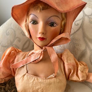 Antique Boudoir  Bed Doll 1930 22 inch All Original