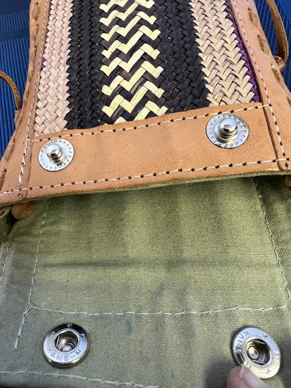 Handmade Leather & Woven Fibers Crossbody Bag Han… - image 9