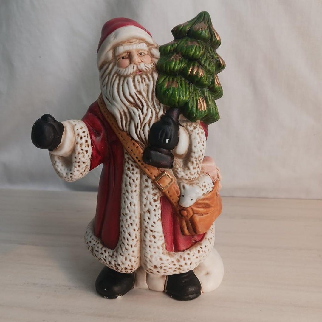 Enesco Old World Victorian Santa Porcelain Figurine Pine Tree Sheep ...