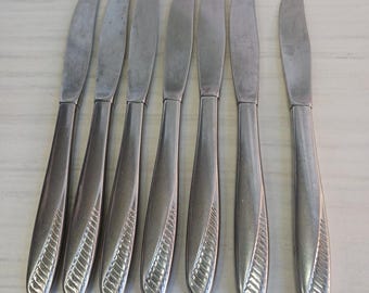 Juego de cubiertos de acero inoxidable Oneida VISTA Wm A Rogers, 7 cuchillos para mantequilla, vintage.