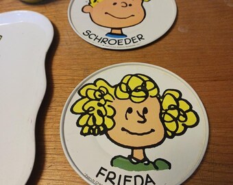 VTG Peanuts Snoopy Tea Set Metal Enamelware 1950-1961 Tray, Plates