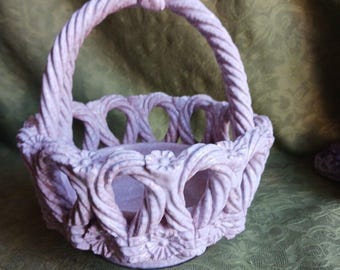 Cesta de Pascua de cerámica italiana REDWARE, blanqueada, de 20 cm (8 pulgadas), de JW And Co., decoración vintage única.