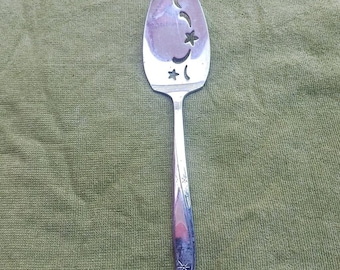 Servidor de tartas y pasteles Oneida Community TwinStar con ranuras, estilo retro, acero inoxidable, vintage.