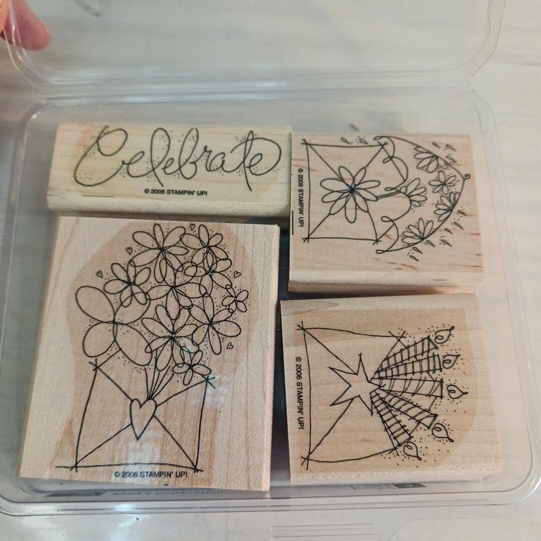 Stampin up Send A Celebration Set of 4 2006 Wood Mounted Rubber Stamp ...