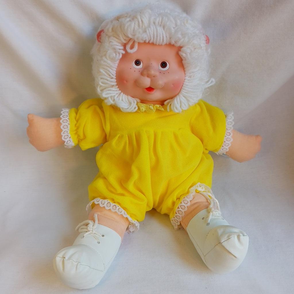 Vintage 1983 BLUE BOX Vinyl Face Sheep Plush Doll 12