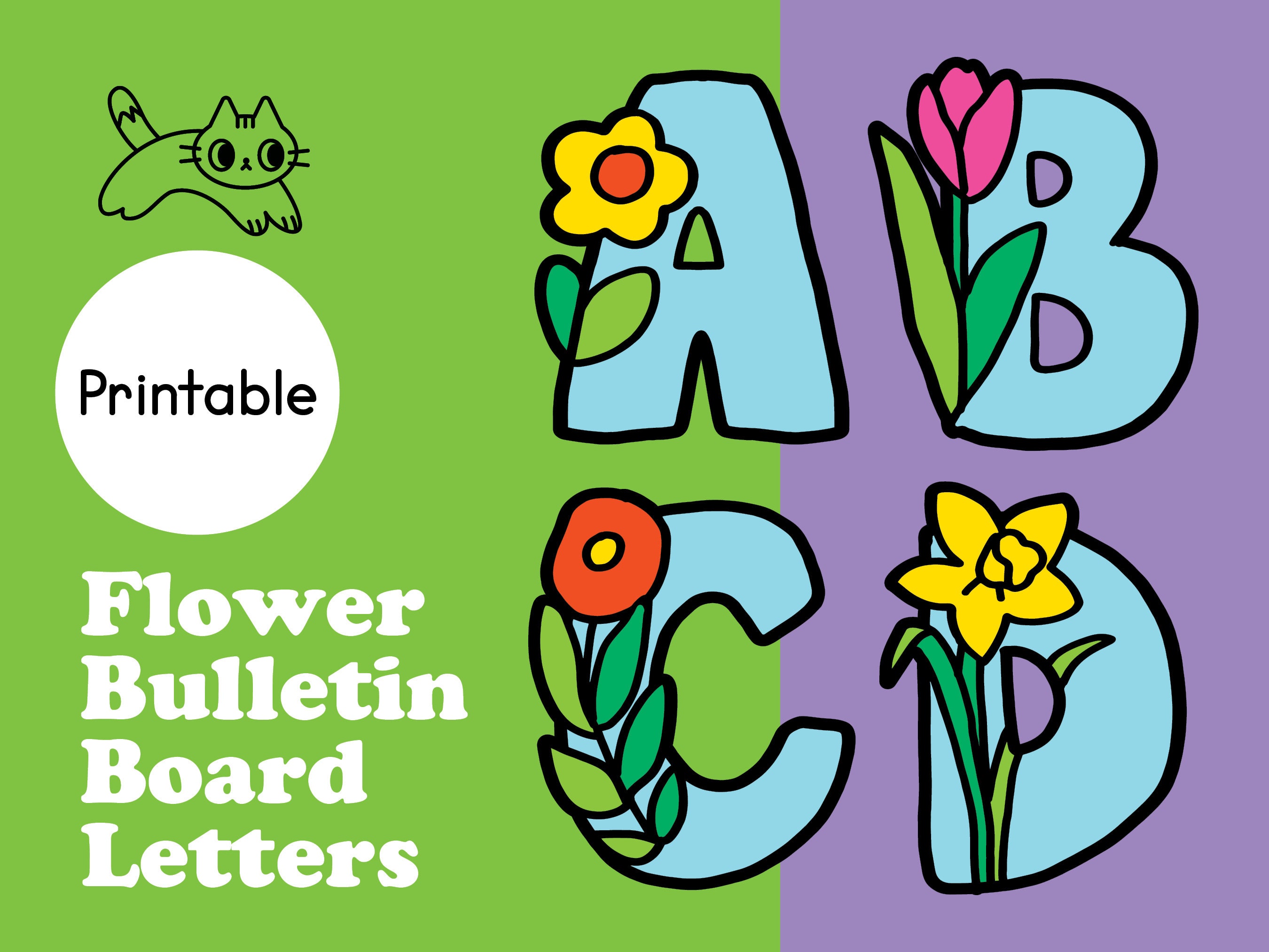 Wildflower Bulletin Board Letters, Lettering