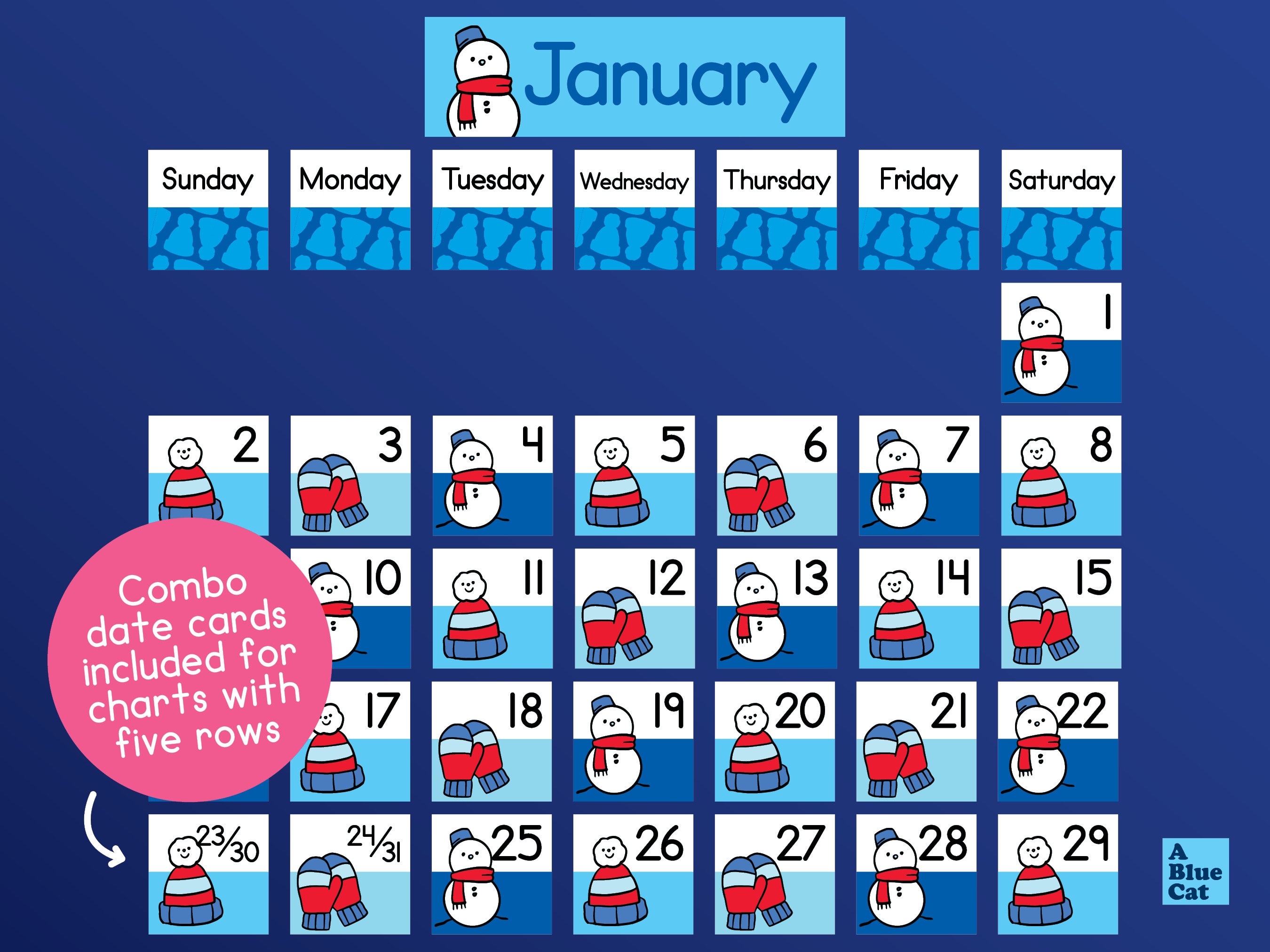 Yearround Calendar Numbers Pocket Chart Bundle Back to School Etsy