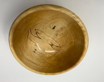 Spalted Birch Bowl | 9” Medium Wood Salad Bowl